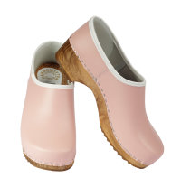 Holzschuh in Rosa mit PU Sohle