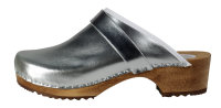 Holz Clog in Silber mit PU Sohle