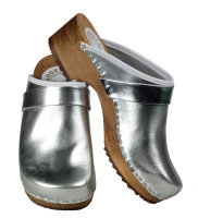 PU Holz Clog in Silber