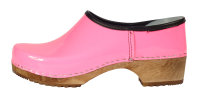 Holzschuh in Neon Pink mit PU Sohle
