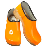 PU Holz Schuh in Neon Orange