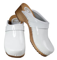 Holz Clog in Weiss Lack