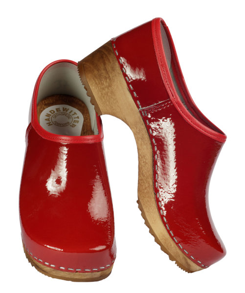 PU Holz Schuh in Rot Lack