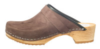 Holz Clogs in Velour Braun