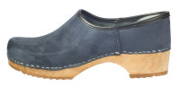 Holzschuh in Velour Navy