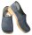 Holzschuh in Velour Navy mit PU Sohle