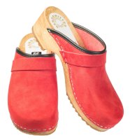 Holz Clog in Velour Rot