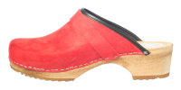 Holz Clog in Velour Rot