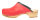 Holz Clog in Velour Rot mit PU Sohle