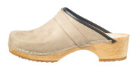 Holz Clogs in Velour Taupe