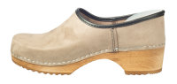 Holz Schuh in Velour Taupe