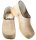 Holzschuh in Velour Taupe mit PU Sohle