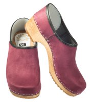 Holzschuh in Velour Wine