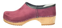 Holzschuh in Velour Wine