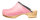 Holz Clog in Velour Pink mit PU Sohle